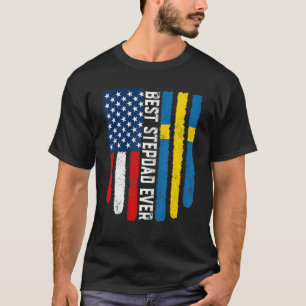 Camiseta American Flag & Suecia Flag Best Stepdad Ever Fami