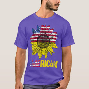 Camiseta American Flag Sunflower Vintage American Lover