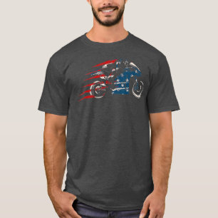 Camiseta American Flag Super Bike Moto GP 4° de julho Dirt