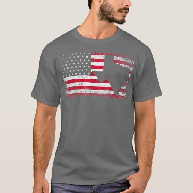 Camiseta American Flag Texas 4 de julho, Retro (Frente)