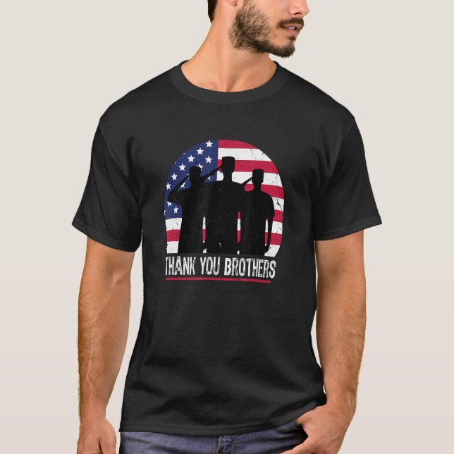 Camiseta American Flag Thank You Brothers Patriotic Veteran (Frente)