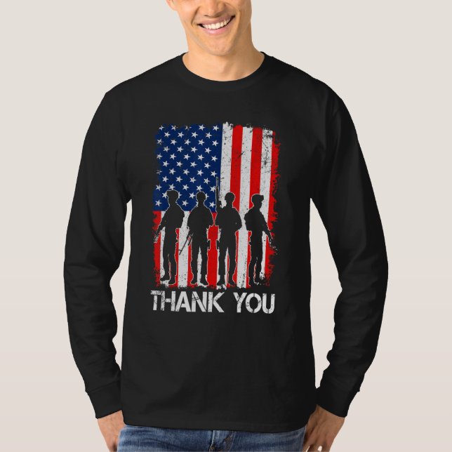 Camiseta American Flag Thank You Veterans Proud Veteran (Frente)