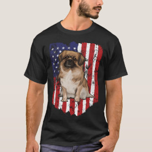Camiseta American Flag Tibetan Spaniel 4 de julho EUA