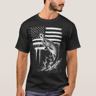 Camiseta American Flag Trout Fish Fly Fishing Lover Dad