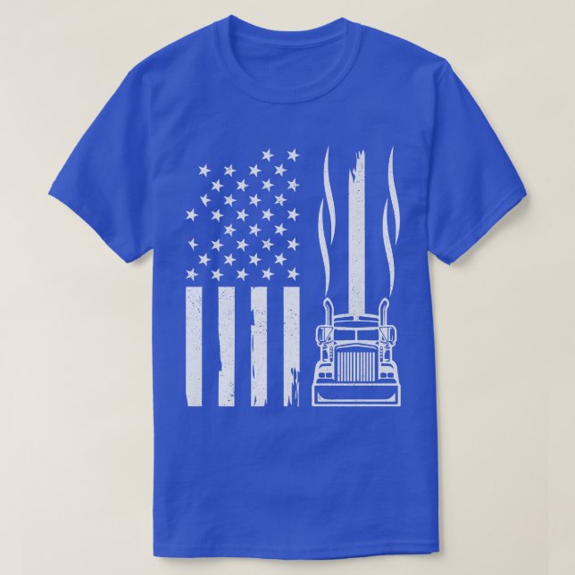 Camiseta American Flag Truck Driver 18 Wheeler Trucking Tru (Frente do Design)