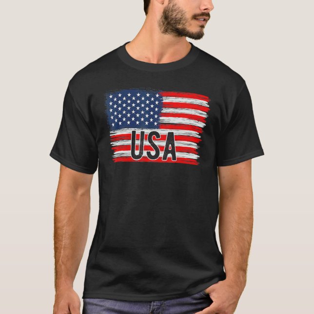 Camiseta American Flag Usa 4th Of July Independence Day Pat (Frente)