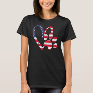 Camiseta American Flag Usa Love Dog Paw Print Animal Paw Do
