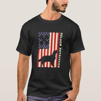 Camiseta American Flag USA Patriotic Golden Retriever Dog P