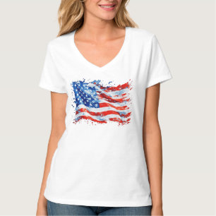 Camiseta American Flag USA Watercolor 4 de julho