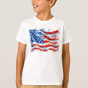 Camiseta American Flag USA Watercolor 4 de julho