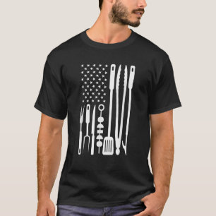 Camiseta American Flag Utensil Churrasco Griller Pitmaster