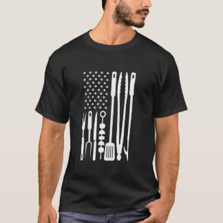 Camiseta American Flag Utensil Churrasco Griller Pitmaster
