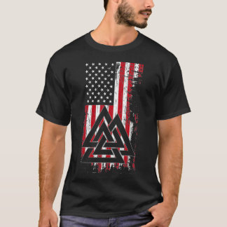 Camiseta American Flag Viking Valknut Nordic Rune Celtic Am