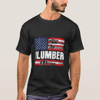 Camiseta American Flag Vintage Plumber Wrench