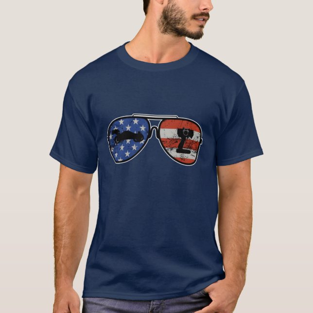 Camiseta American Flag with RC Car and remote control vinta (Frente)