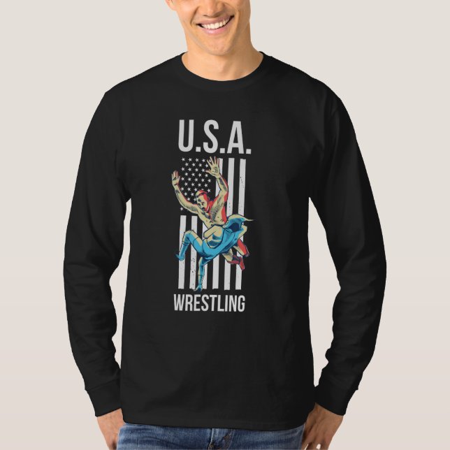 Camiseta American Flag Wrestler Player Wrestling Lover Patr (Frente)