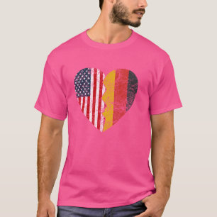 Camiseta American Flags Heart Estados Unidos Alemanha