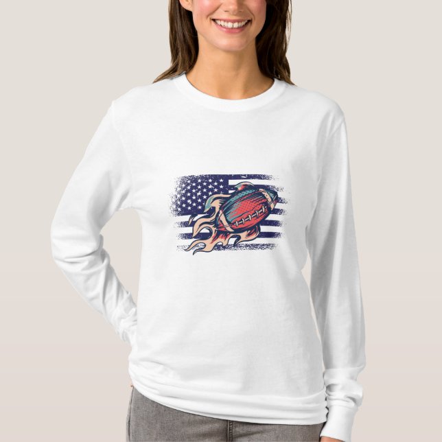 Camiseta American Football Fan Jersey Shirt USA Flag (Frente)