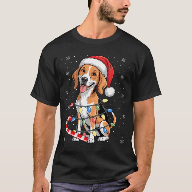 Camiseta American Foxhound Dog Ugly Christmas Candy Cane Tr (Frente)