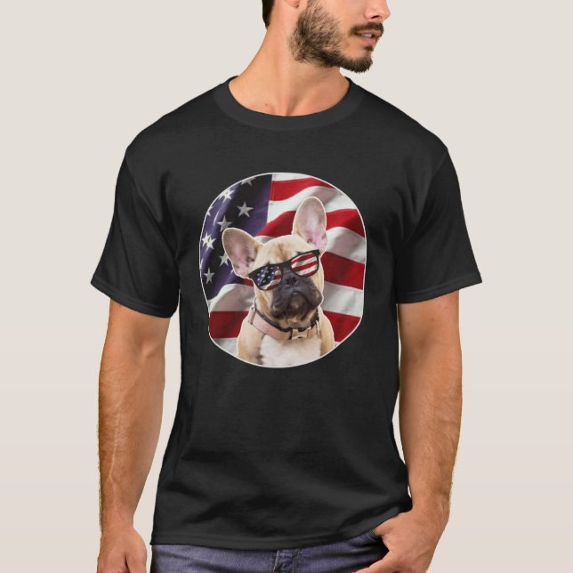 Camiseta American Frenchie Dog  USA Flag (Frente)