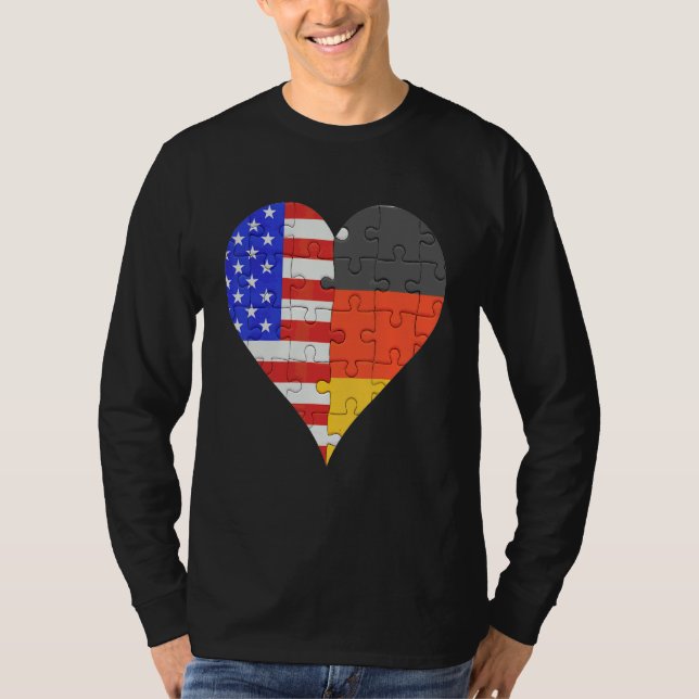 Camiseta American German Flag Heart (Frente)