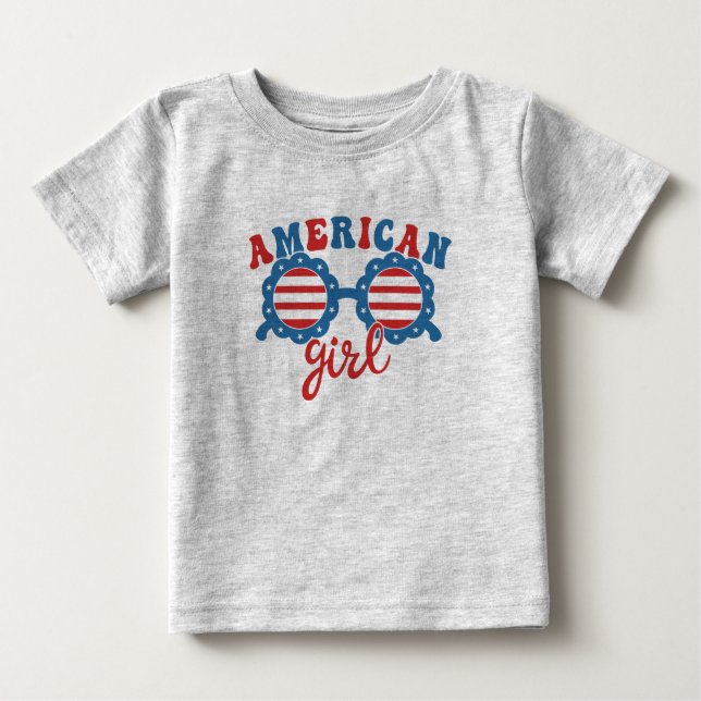 Camiseta American Girl 4 de julho Sunglass Summer (Frente)