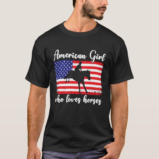 Camiseta American Girl que adora cavaleiros de eventos cava (Frente)