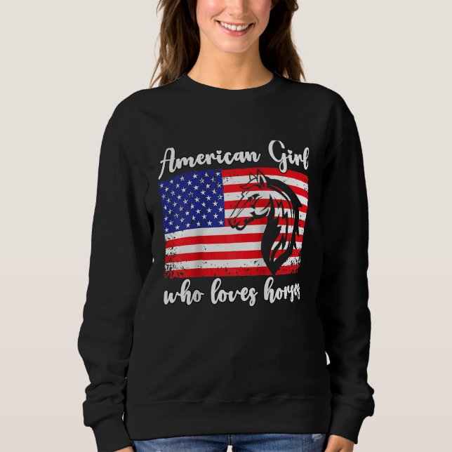 Camiseta American girl who loves horses rider Raglan Baseba (Frente)
