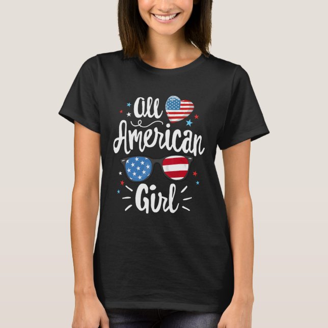 Camiseta American Girl Women American Flag 4 Of Julho Patr (Frente)