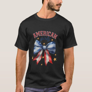 Camiseta American Girly Coquette Arco 4 de julho Flag Women