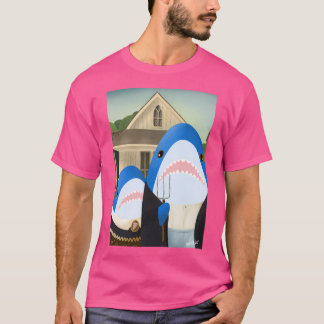 Camiseta American Gothic Blahajshark Edition