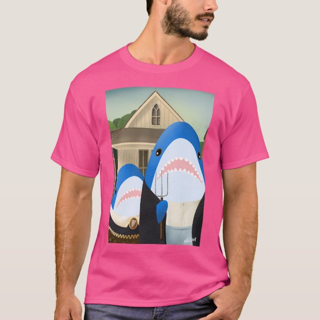 Camiseta American Gothic Blahajshark Edition (Frente)