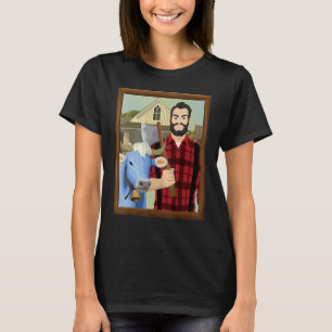 Camiseta American Gothic Parody MN Paul Bunyan e Babe Blu