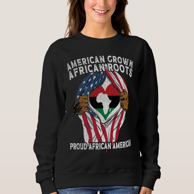 Camiseta American Grown African Roots USA African Flag Patr (Frente)