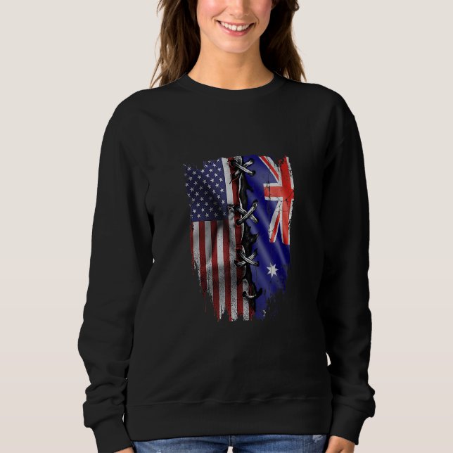 Camiseta American Grown Australian Roots USA Australia Flag (Frente)