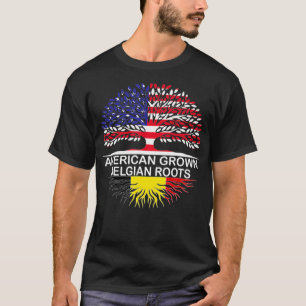 Camiseta American Grown Belgian Roots Belgium Flag 