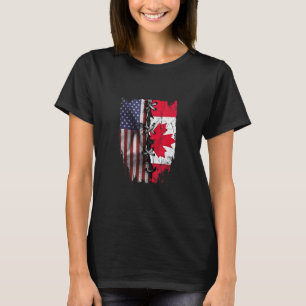 Camiseta American Grown Canadian Roots USA Canada Flag