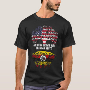 Camiseta American Grown com bandeira da Uganda Roots USA