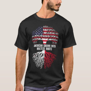 Camiseta American Grown com bandeira maltesa do Roots USA