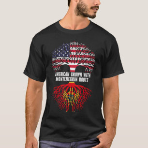 Camiseta American Grown com bandeira montenegrina nos EUA