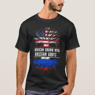 Camiseta American Grown com bandeira russa Roots USA