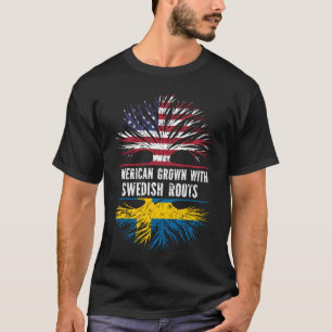 Camiseta American Grown com bandeira Sueca Roots USA
