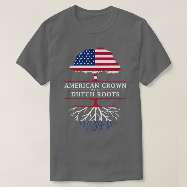 Camiseta American Grown com Dutch Roots Netherlands Premi (Frente do Design)