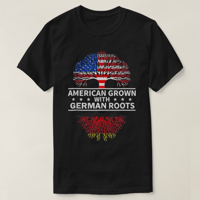 Camiseta American Grown German Roots Alemanha (Frente do Design)