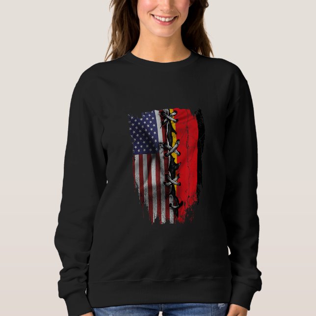 Camiseta American Grown German Roots USA Germany Flag (Frente)