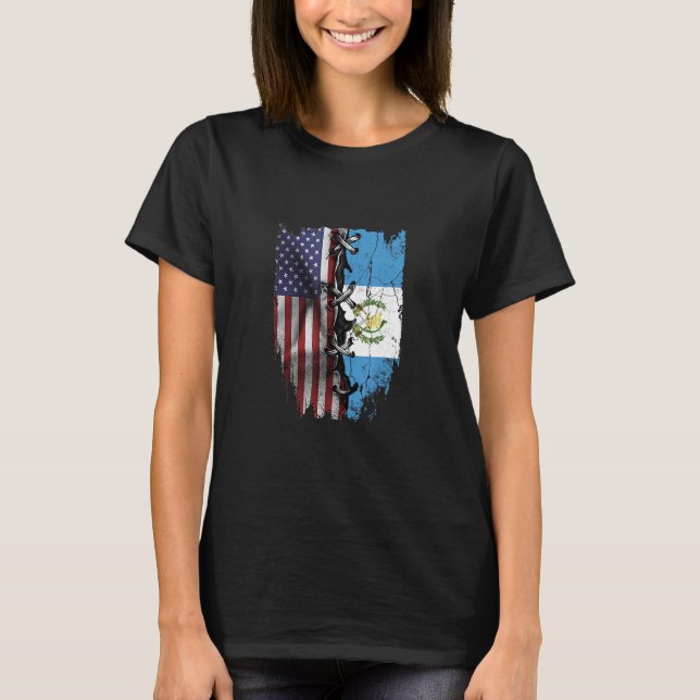 Camiseta American Grown Guatemalan Roots USA Guatemala Flag (Frente)
