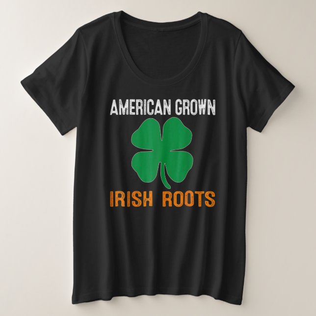 Camiseta American Grown Irish Roots Flag Ireland ST PATRICK (Frente do Design)