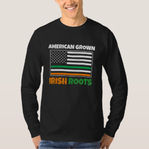 Camiseta American Grown Irish Roots Flag Rua Funny Pattys D