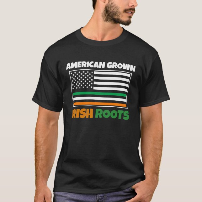 Camiseta American Grown Irish Roots Flag  St Pattys Day Par (Frente)