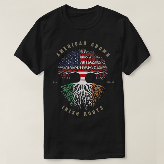 Camiseta American Grown Irish Roots Ireland Flag (Frente do Design)